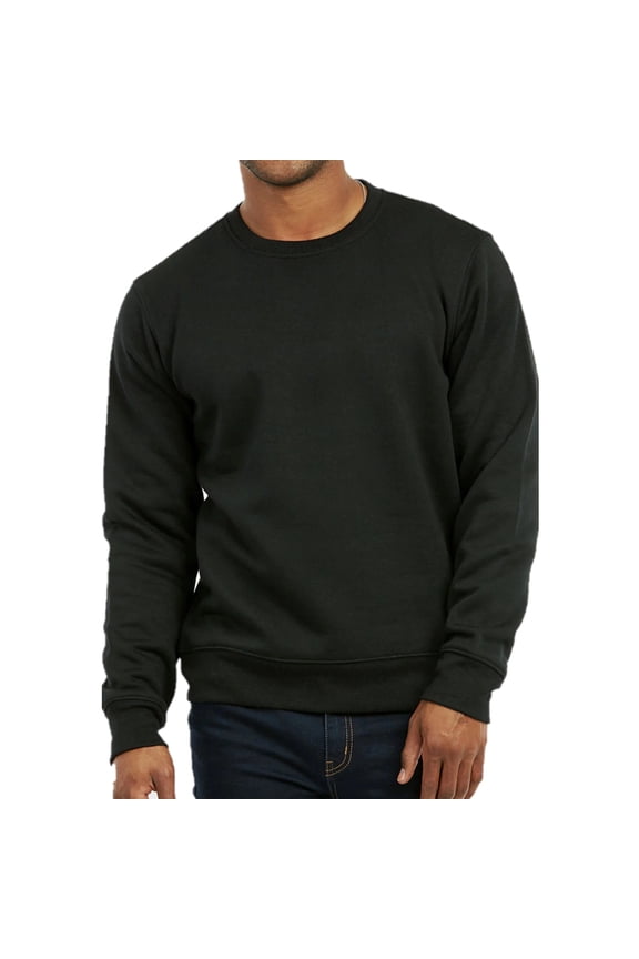 Men's Heavyweight Fleece Cotton Crewneck Long Sleeve Sweatshirt, Black L, 1 Pack