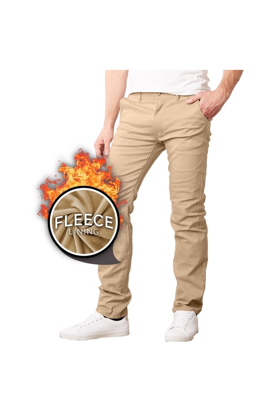 Men’s Heavyweight Fleece-Lined Stretch Chino Uniform Work Pants (31” Inseam)