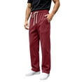 thumbnail image 1 of Men's Heavyweight Fleece Sweatpants Solid Color Thick Straight Leg Pants Loose Casual Breathable Sweatpants with Pockets, 1 of 7