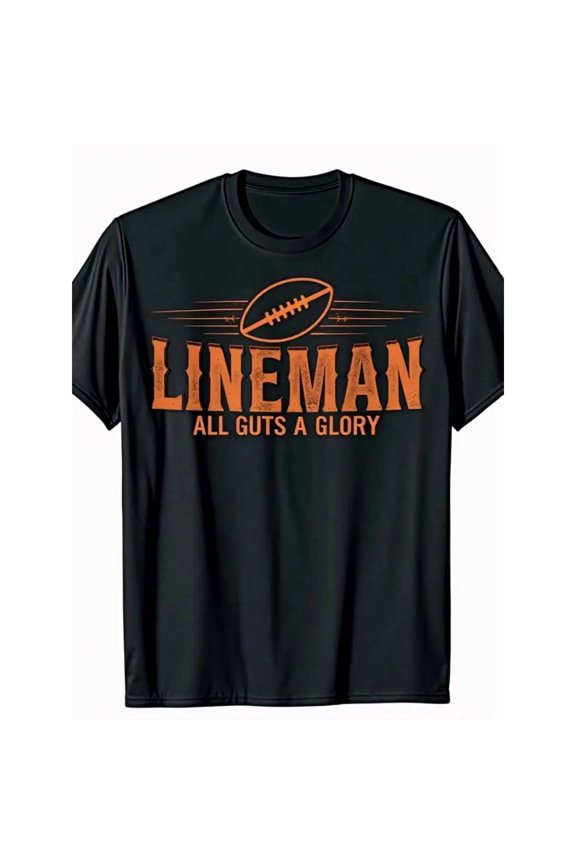 Men's Heavyweight Football Graphic Tee | 'All Cuts No Glory' Print Design, Classic Fit Shirt