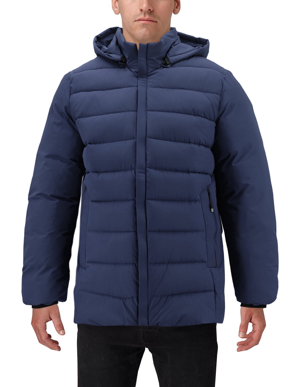 ジャケット・アウター FCRB XL INSULATION HOODED JACKET NAVY Men's Heavyweight Insulated Microfiber Removable Hood Quilted Zip