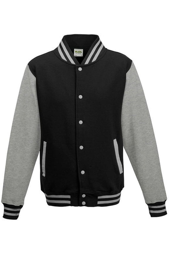 Letterman Jacket-Jet Black/Hth.Gry-3X