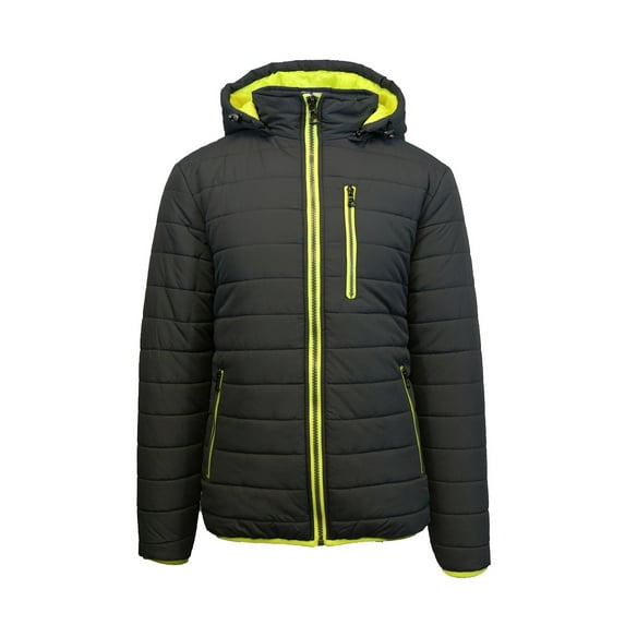 Men's Heavyweight Puffer Jacket With Contrast Color Trim & Detachable Hood (S-2XL)