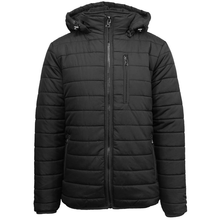 Spire by galaxy men's heavyweight 2025 puffer jacket with detachable hood