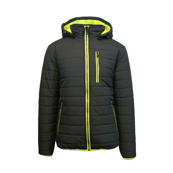 Men's Heavyweight Puffer Jacket With Contrast Color Trim & Detachable Hood (S-2XL)