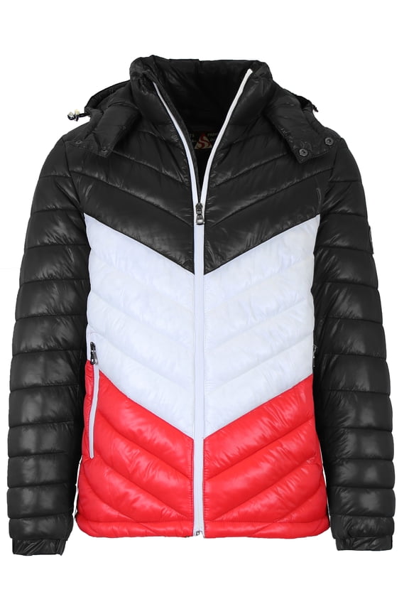 Men's Heavyweight Quilted Hooded Puffer Bubble Jacket (Sizes, S to 2XL)