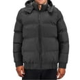 thumbnail image 1 of Men's Heavyweight Removable Hood Insulated Lined Quilted Puffer Zip Up Jacket (Black XL), 1 of 4