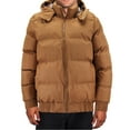 thumbnail image 1 of Men's Heavyweight Removable Hood Insulated Lined Quilted Puffer Zip Up Jacket (Brown, M), 1 of 4
