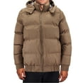thumbnail image 1 of Men's Heavyweight Removable Hood Insulated Lined Quilted Puffer Zip Up Jacket (Khaki, S), 1 of 4