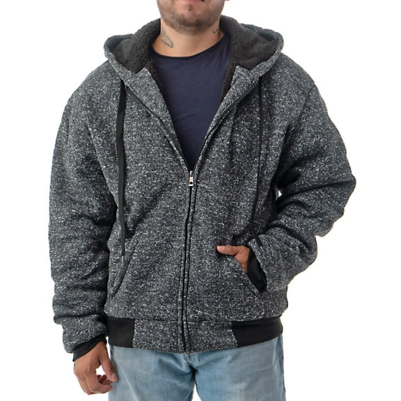 Men's Heavyweight Sherpa Lined Hoodie - Full Zip Fleece Lining Winter Sweatshirts M-5XL
