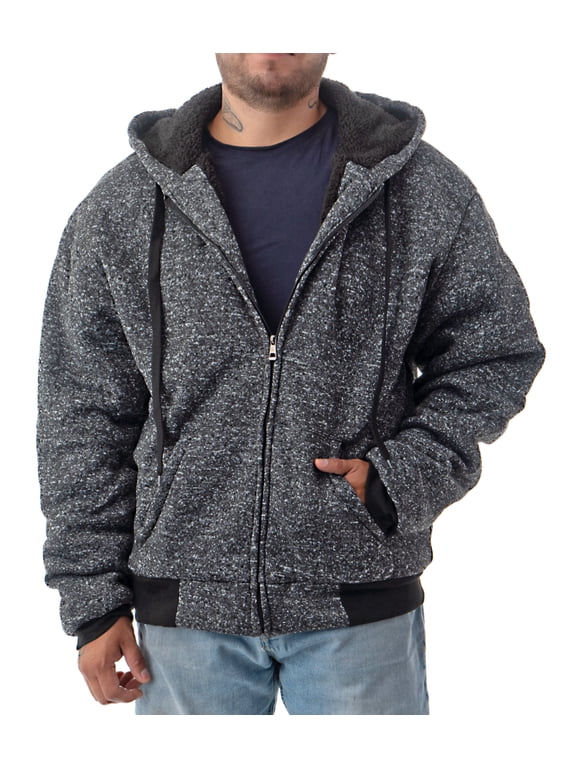 Men's Heavyweight Sherpa Lined Hoodie - Full Zip Fleece Lining Winter Sweatshirts M-5XL