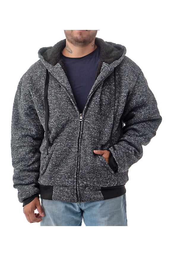 Men's Heavyweight Sherpa Lined Hoodie - Full Zip Soft Fleece Lining Winter Sweatshirts M-5XL