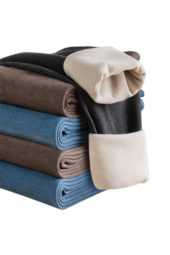 Men's Heavyweight Thermal Base Layer Pants, Acrylic Silk Wool Blend, 430g/m² for Extreme Cold Weather, AB Double-Layer Heat Retention Design, Dark Gray, Size L