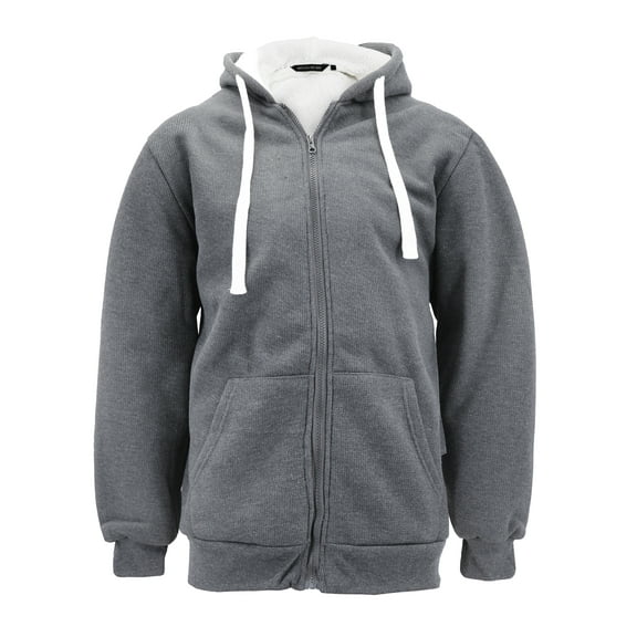 Men's Heavyweight Thermal Zip Up Hoodie Warm Sherpa Lined Sweater Jacket (Charcoal, 4XL)