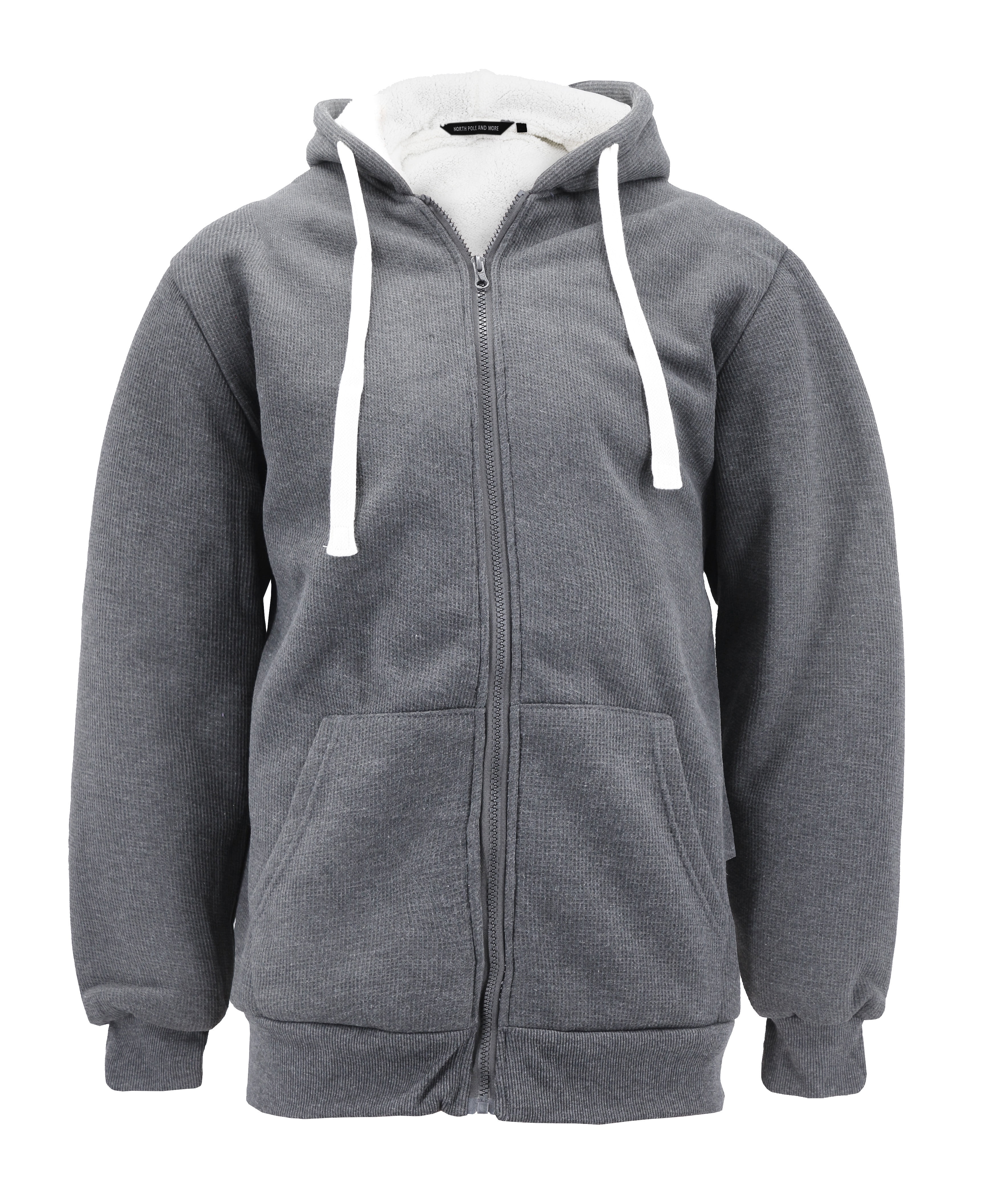 Men's Heavyweight Thermal Zip Up Hoodie Warm Sherpa Lined Sweater Jacket  (Black, XL) 