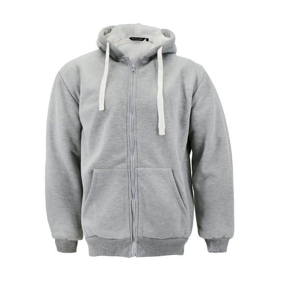 Men's Heavyweight Thermal Zip Up Hoodie Warm Sherpa Lined Sweater Jacket (Light Grey, L)