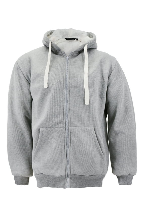 Men's Heavyweight Thermal Zip Up Hoodie Warm Sherpa Lined Sweater Jacket (Light Grey, XL)