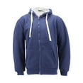 thumbnail image 1 of Men's Heavyweight Thermal Zip Up Hoodie Warm Sherpa Lined Sweater Jacket (Navy, L), 1 of 4