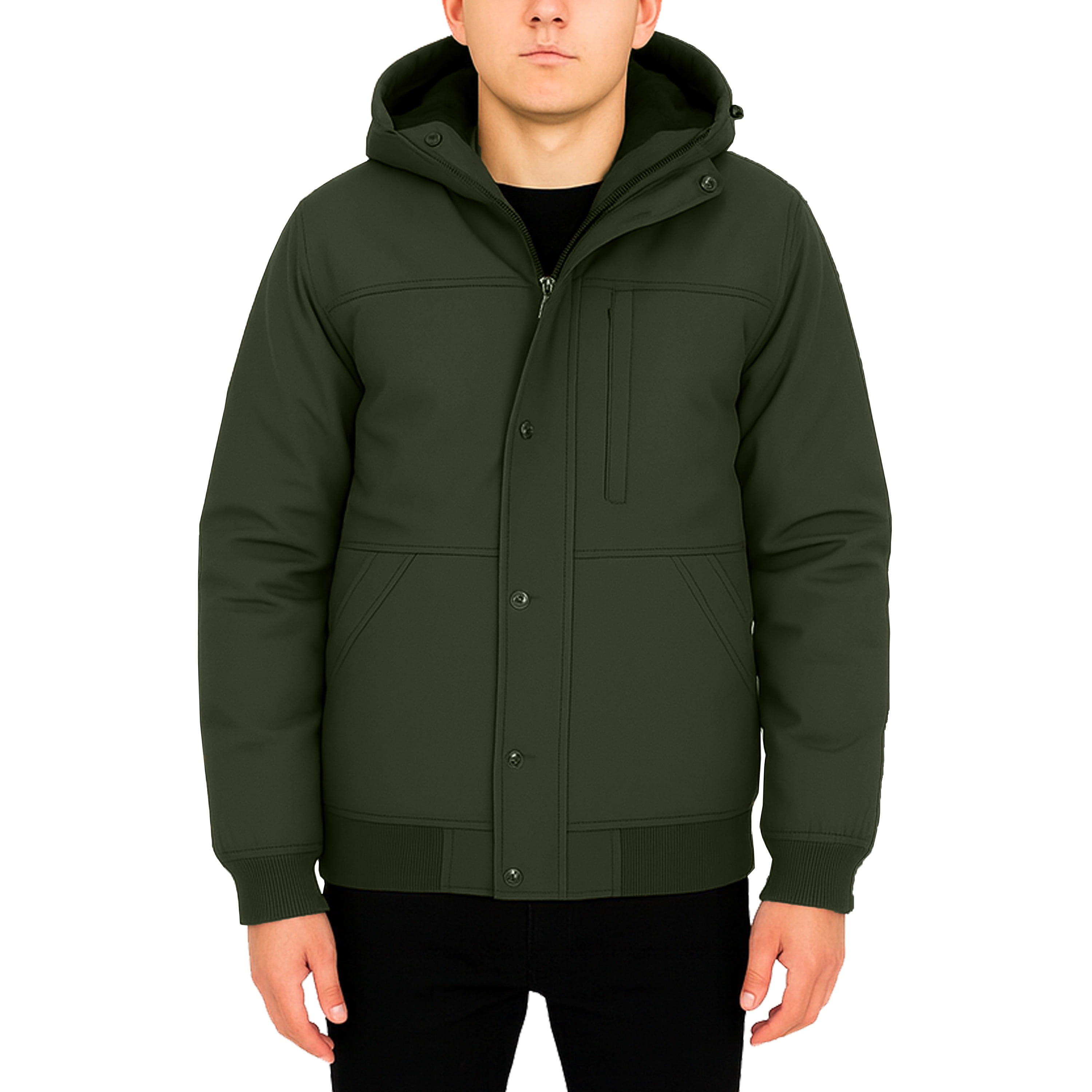 Men’s Heavyweight Winter Bomber Jacket, Sherpa Fleece-Lined, Hooded, Water-Resistant Coat