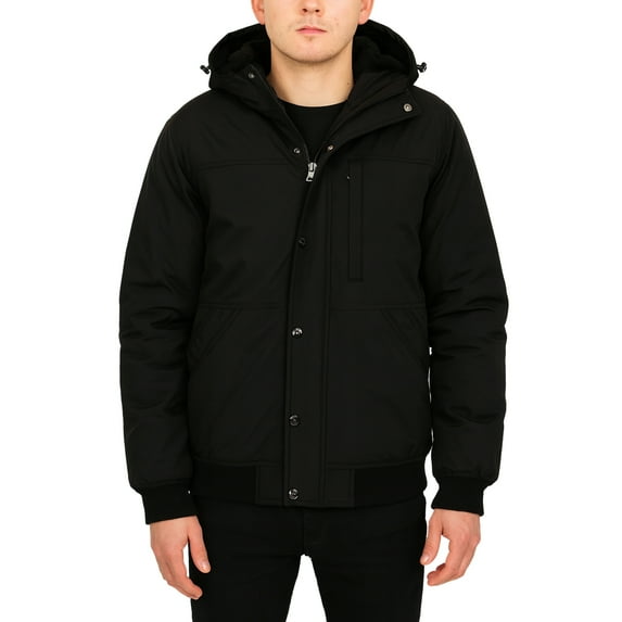 Men’s Heavyweight Winter Bomber Jacket, Sherpa Fleece-Lined, Hooded, Water-Resistant Coat