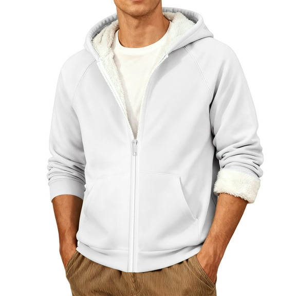 Men's Heavyweight Zip Up Hoodie Thick Sherpa Lined Winter Pullover 2025 Fall Winter Hooded Sweatshirt