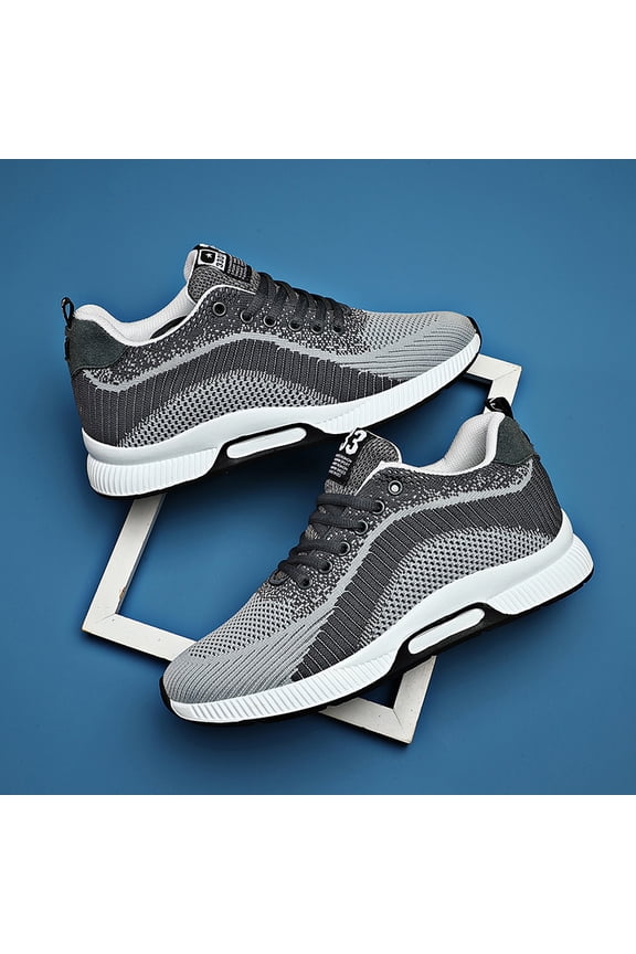 Men's Height-Boost High-Top Knit Sneakers, Lightweight Insole-Lift Athletic Casual Shoes with Cushioned Comfort for Walking, Training, and Daily Wear