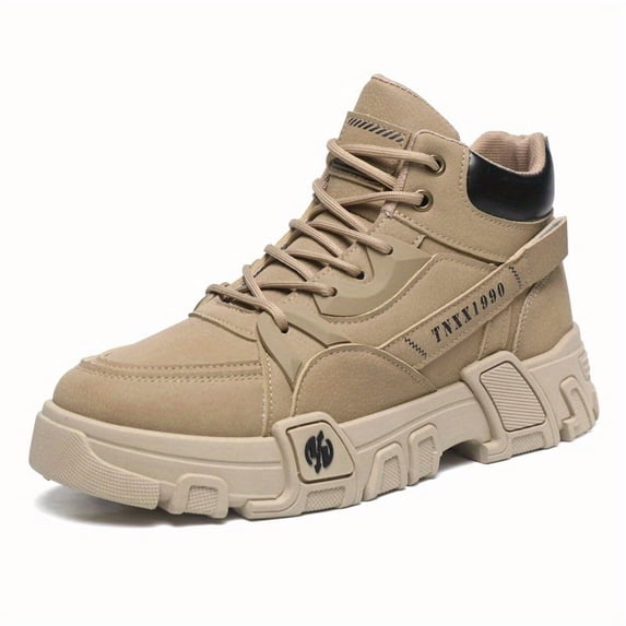 Men's Height Increase Boots with Breathable Comfort Insole for Daily Wear, Outdoor, All-Season Use - Retro Urban Style Round Toe Casual (Lace-Up) - Upper & Rubber Sole Mid-Calf Shooting Boots