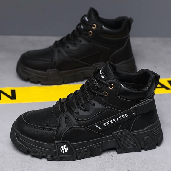 Men's Height Increase Boots with Breathable Comfort Insole for Daily Wear, Outdoor, All-Season Use - Retro Urban Style Round Toe Casual (Lace-Up) - Upper & Rubber Sole Mid-Calf Shooting Boots