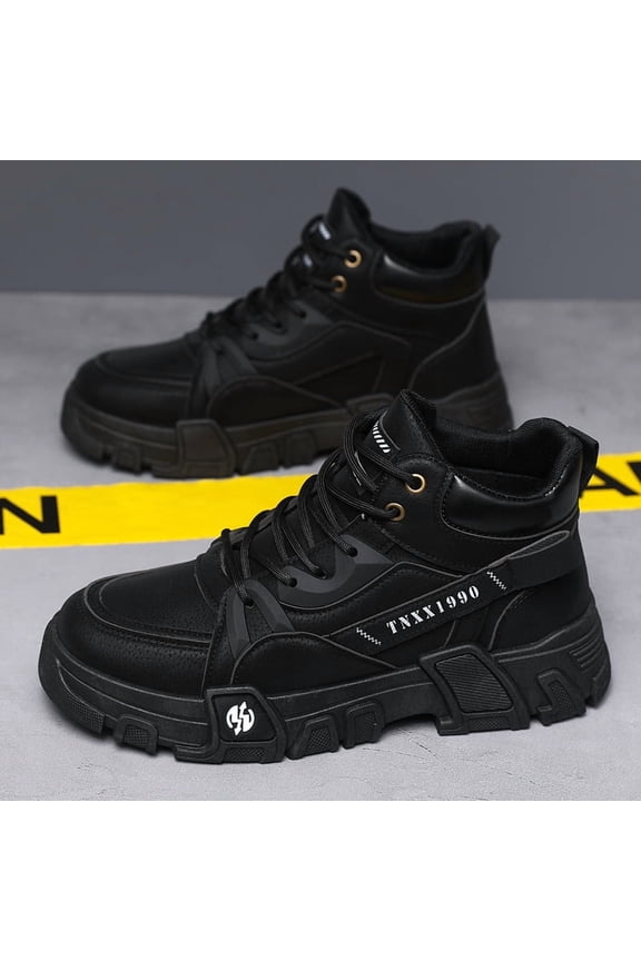 Men's Height Increase Boots with Breathable Comfort Insole for Daily Wear, Outdoor, All-Season Use - Retro Urban Style Round Toe Casual (Lace-Up) - Upper & Rubber Sole Mid-Calf Shooting Boots