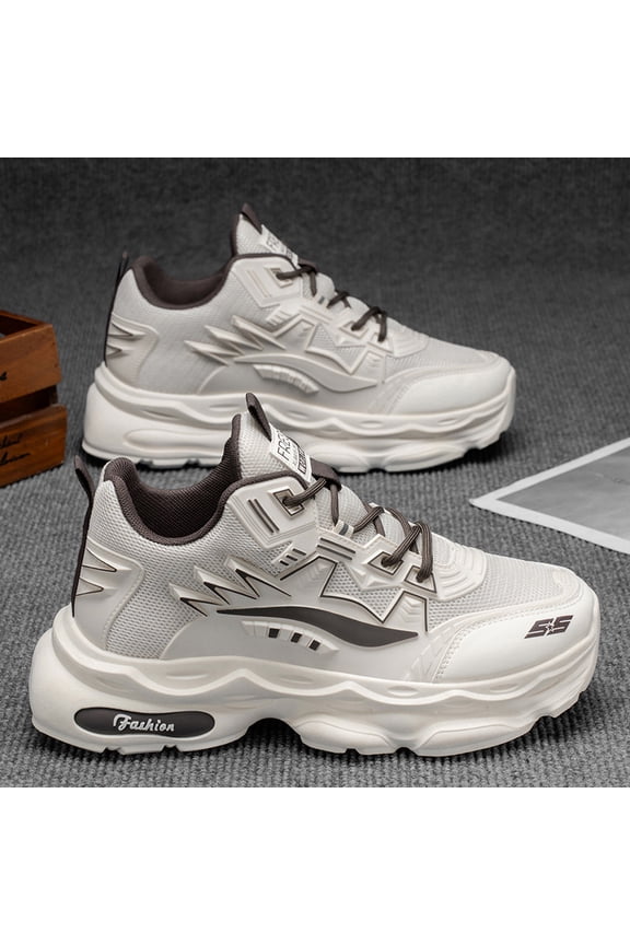 Men's Height-Increasing Lift Shoes - Thick-Soled Sole & Upper Low-Top Sneakers Suitable for - Wear, Breathable Cushioned Dad for Sports, Casual, Everyday Use - Youth & Height