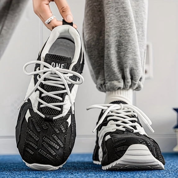 Men's Height Increasing Sneakers with Lift Sole - Breathable Mesh Low-Top Lace-Up Shoes, Color Block & Sole Suitable for Sports, Casual Wear,, Height for Shorter Individuals