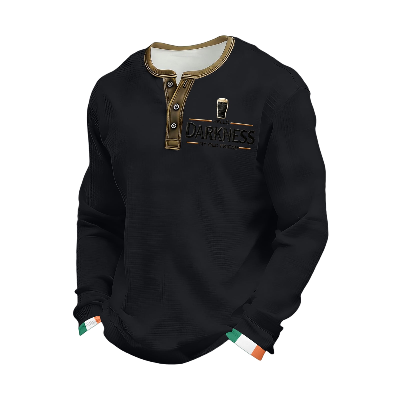 Men's Hello Darkness My Old Friend Henley Shirt Casual Long Sleeve ...