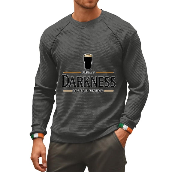 Men's Hello Darkness My Old Friend Long Sleeve Crew Neck Graphic Sweatshirt