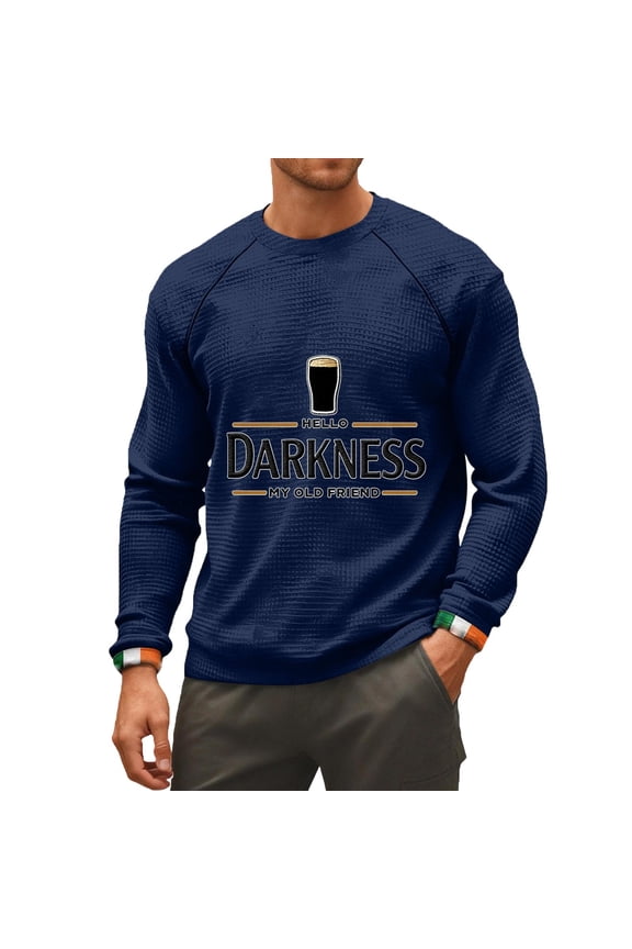 Men's Hello Darkness My Old Friend Long Sleeve Crew Neck Graphic Sweatshirt