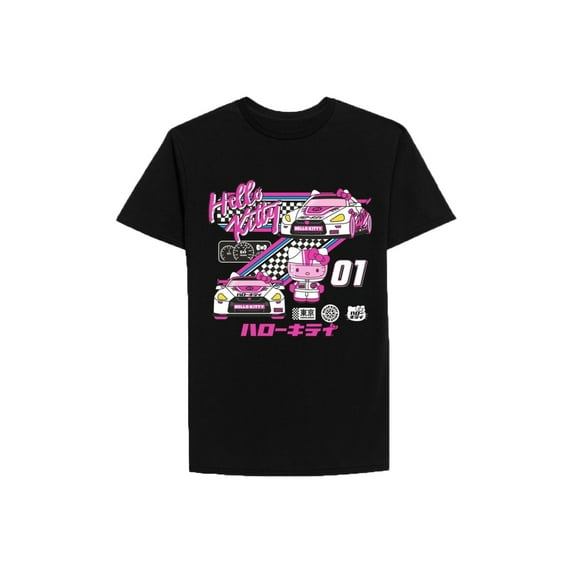 Men's Hello Kitty Racing Black Graphic T-Shirt - Small