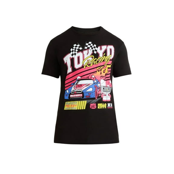 Men's Hello Kitty Racing Black Graphic T-Shirt - Small