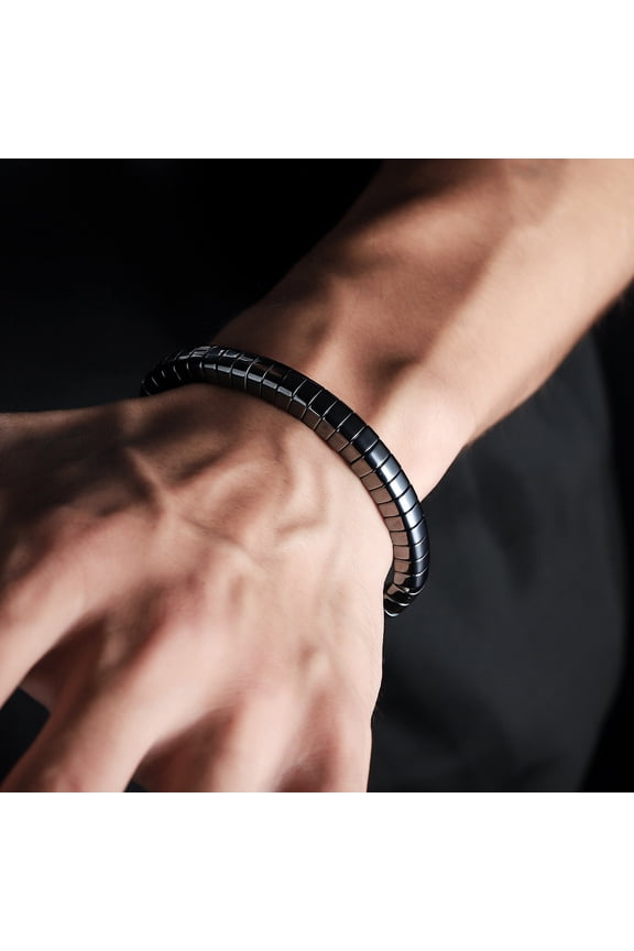 Men's Hematite Bracelet, Elastic Beaded Confidence Bracelet for Focus & Energy, 1 Bracelet