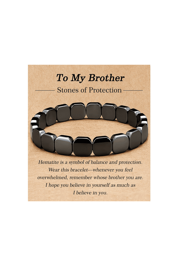 Men's Hematite Bracelet - Natural Stone Beaded Jewelry for Energy and Balance, Grounding Gift for Him Husband Dad Son