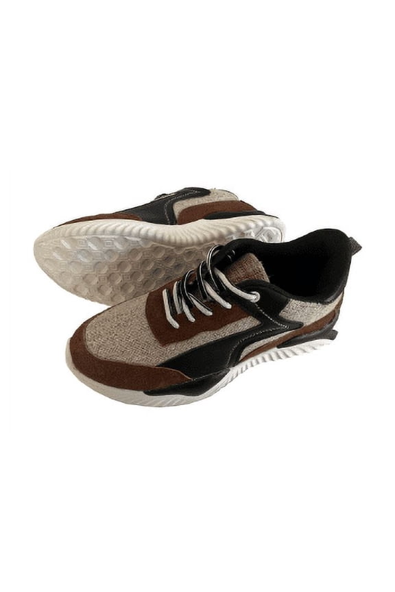 Men's Hemp Sneakers Custom Handcrafted By The Skilled Artisans In Nepal - Tan Pattern