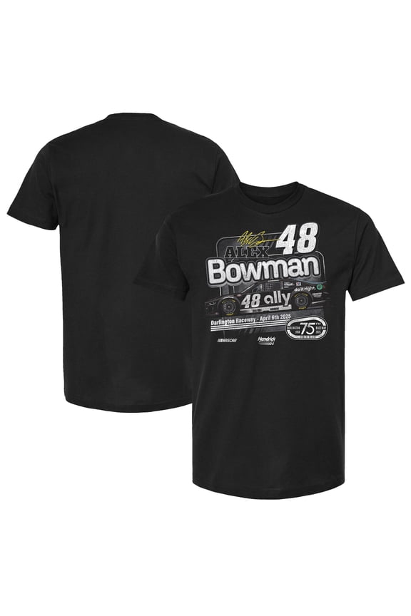 Men's Hendrick Motorsports Team Collection Black Alex Bowman Ally Darlington Throwback Car T-Shirt