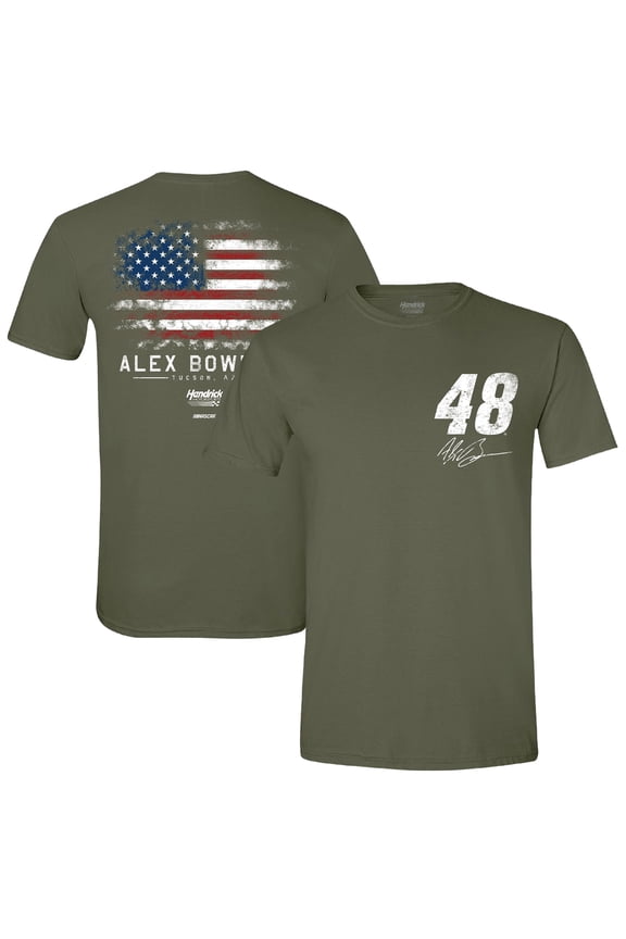 Men's Hendrick Motorsports Team Collection Green Alex Bowman Flag T-Shirt