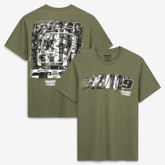 Men's Hendrick Motorsports Team Collection Hunter Green Chase Elliott #9 NAPA Military Green Tri-Blend T-Shirt