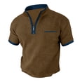 thumbnail image 1 of Men's Henley Casual Shirts Basic T-Shirt Casual Tees Short Sleeve Tops Golf Shirts Pocket Buttons Coffee L, 1 of 2