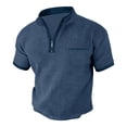 thumbnail image 1 of Men's Henley Casual Shirts Basic T-Shirt Casual Tees Short Sleeve Tops Golf Shirts Pocket Buttons Navy L, 1 of 2