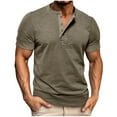 thumbnail image 1 of Men's Henley Lightweight Short Sleeve T-Shirt Casual Summer Solid Color Button Cotton Shirt, 1 of 9