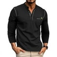 thumbnail image 1 of Men's Henley Long Sleeve Shirts Casual Button T-Shirt Classic Basic Lightweight Pullover Cotton Tees Fashion Tops, 1 of 5
