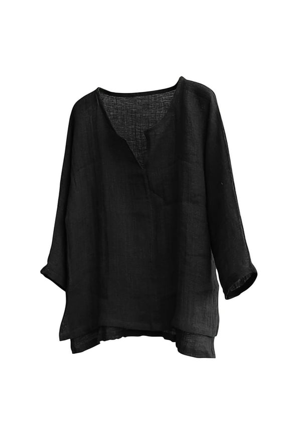 Men's Henley Neck Solid Pullover Side Split Long Sleeve Tops Casual Fall Comfy Tees Daily Lounge Pajama Shirts