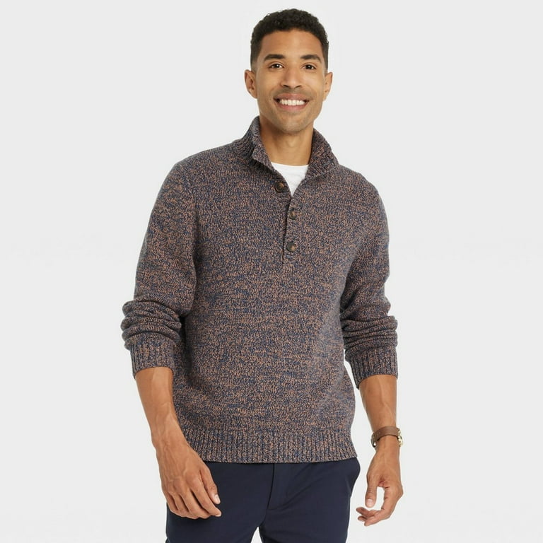 Men s Henley Pullover Sweater Goodfellow Co Brown M