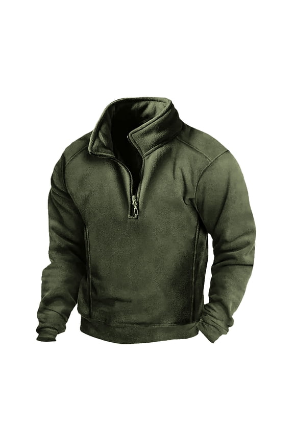 Men's Henley Pullover Sweatshirts Quarter Zip Poly Fleece Jacket Mock Neck Comfortable Casual Pullovers