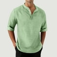 thumbnail image 1 of Men's Henley Shirt 3/4 Sleeve Button Down Shirt Casual Crew Neck Beach Top Breathable T-Shirt Vacation Shirt for Daily Wear, 1 of 7